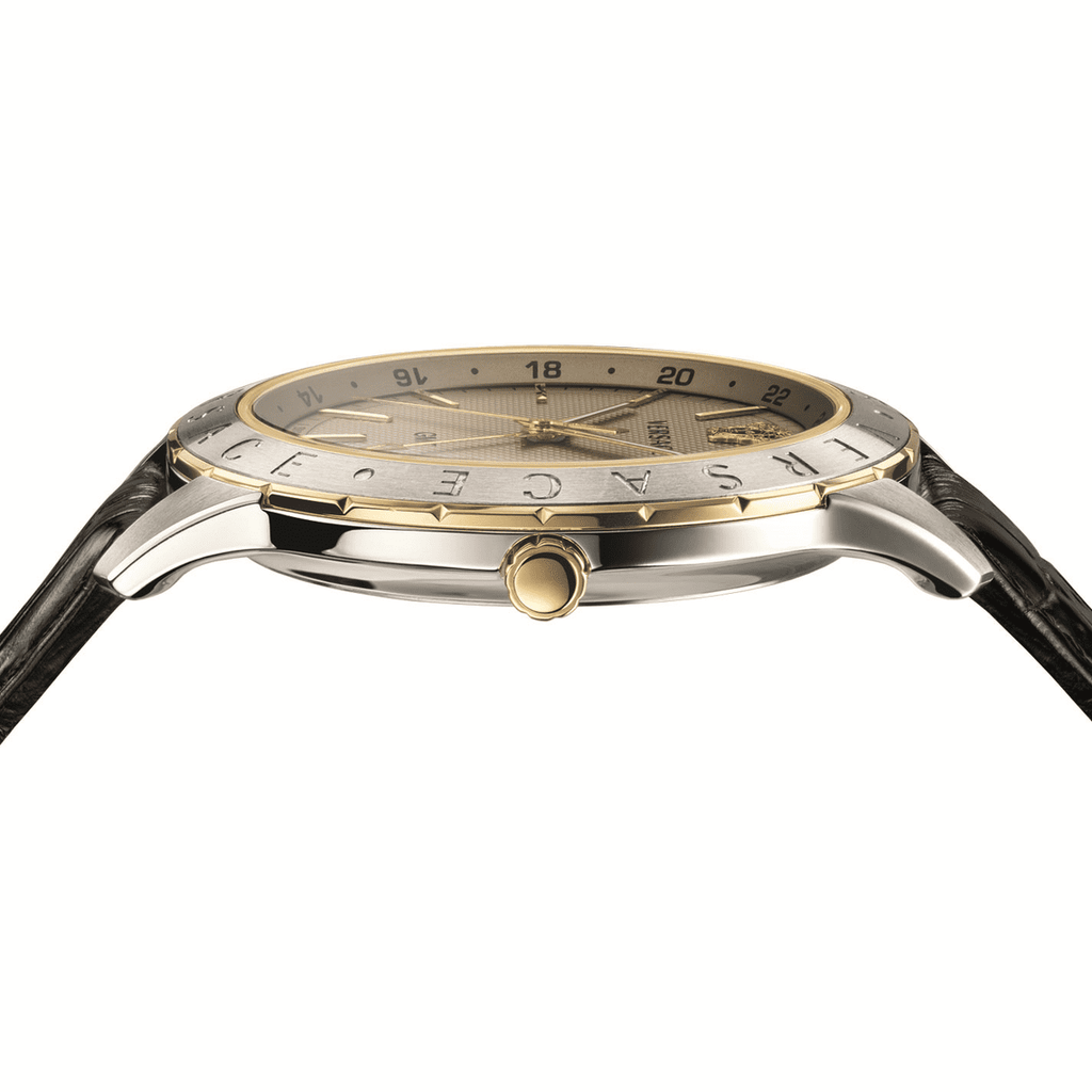 Versace Univers Beige Dial Black Leather Strap Watch for Men - VEBK00218 Buy Now By Versace