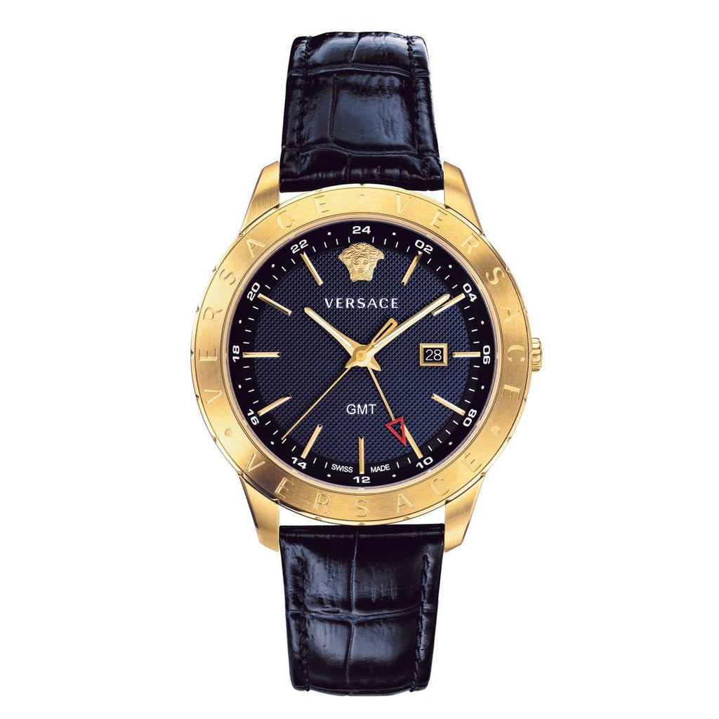 Versace Univers Navy Blue Dial Navy Blue Leather Strap Watch for Men - VEBK00318 Buy Now By Versace