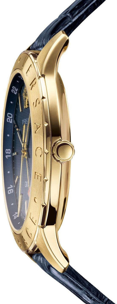 Versace Univers Navy Blue Dial Navy Blue Leather Strap Watch for Men - VEBK00318 Buy Now By Versace