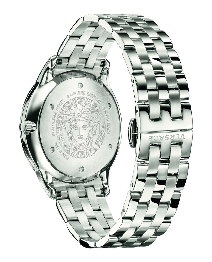 Versace Univers Analog Black Dial Silver Steel Strap Watch for Men - VEBK00418 Buy Now By Versace