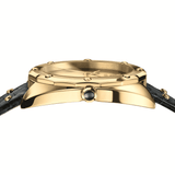 Versace Shadov Quartz Gold Dial Black Leather Strap Watch for Women - VEBM00318 Buy Now By Versace