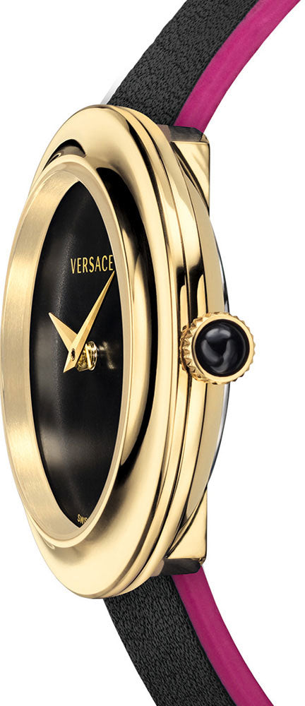 Versace V-Flare Quartz Black Dial Black Leather Strap Watch for Women - VEBN00218 Buy Now By Versace