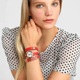 Versace V-Flare Quartz Silver Dial Red Leather Strap Watch for Women - VEBN00418 Buy Now By Versace