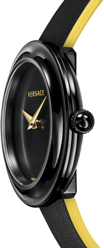 Versace V-Flare Quartz Black Dial Black Leather Strap Watch for Women - VEBN00518 Buy Now By Versace