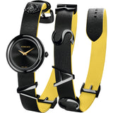 Versace V-Flare Quartz Black Dial Black Leather Strap Watch for Women - VEBN00518 Buy Now By Versace