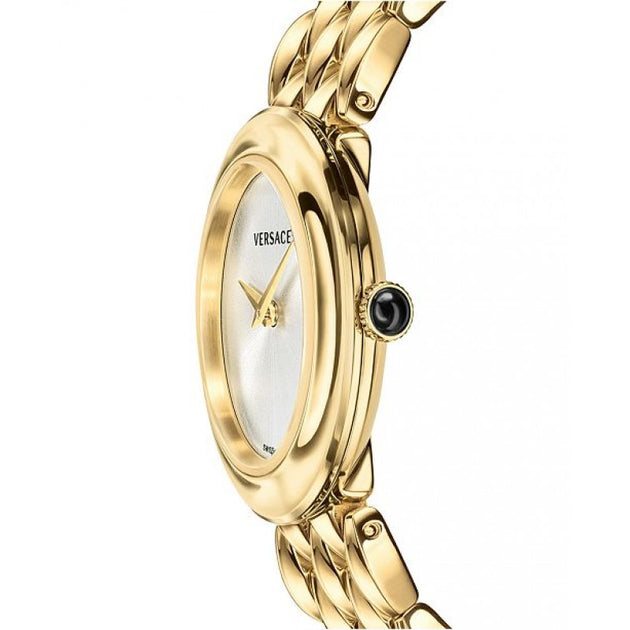 Versace V-Flare Quartz Silver Dial Gold Steel Strap Watch for Women - VEBN00718 Buy Now By Versace