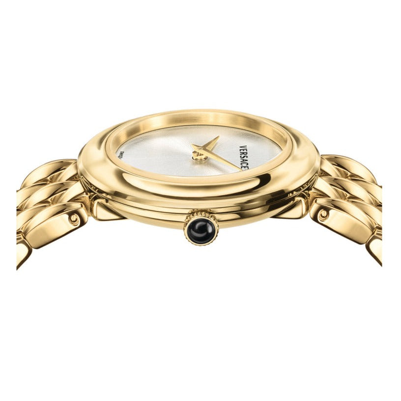Versace V-Flare Quartz Silver Dial Gold Steel Strap Watch for Women - VEBN00718 Buy Now By Versace