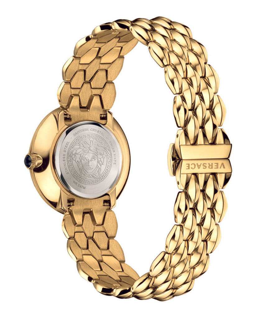 Versace V-Flare Quartz Silver Dial Gold Steel Strap Watch for Women - VEBN00818 Buy Now By Versace