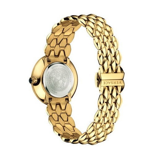 Versace V Flare Diamonds Silver Dial Gold Steel Strap Watch for Women - VEBN00918 Buy Now By Versace