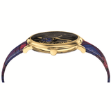 Versace V-Circle The Clans Edition Black Dial Red & Blue Leather Strap Watch for Women - VEBQ00218 Buy Now By Versace