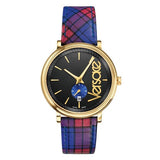 Versace V-Circle The Clans Edition Black Dial Red & Blue Leather Strap Watch for Women - VEBQ00218 Buy Now By Versace