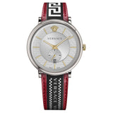 Versace V Circle Silver Dial Two Tone Leather Strap Watch for Men - VEBQ01319 Buy Now By Versace
