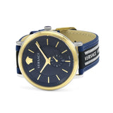 Versace V-Circle Black Dial Blue Leather Strap Watch for Men - VEBQ01419 Buy Now By Versace