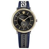 Versace V-Circle Black Dial Blue Leather Strap Watch for Men - VEBQ01419 Buy Now By Versace