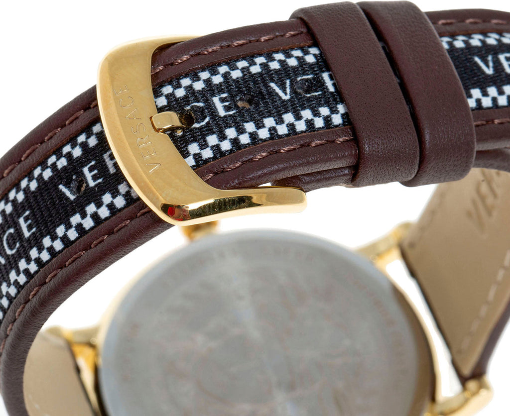 Versace V-Circle Quartz Black Dial Brown Leather Strap Watch for Men - VEBQ01619 Buy Now By Versace