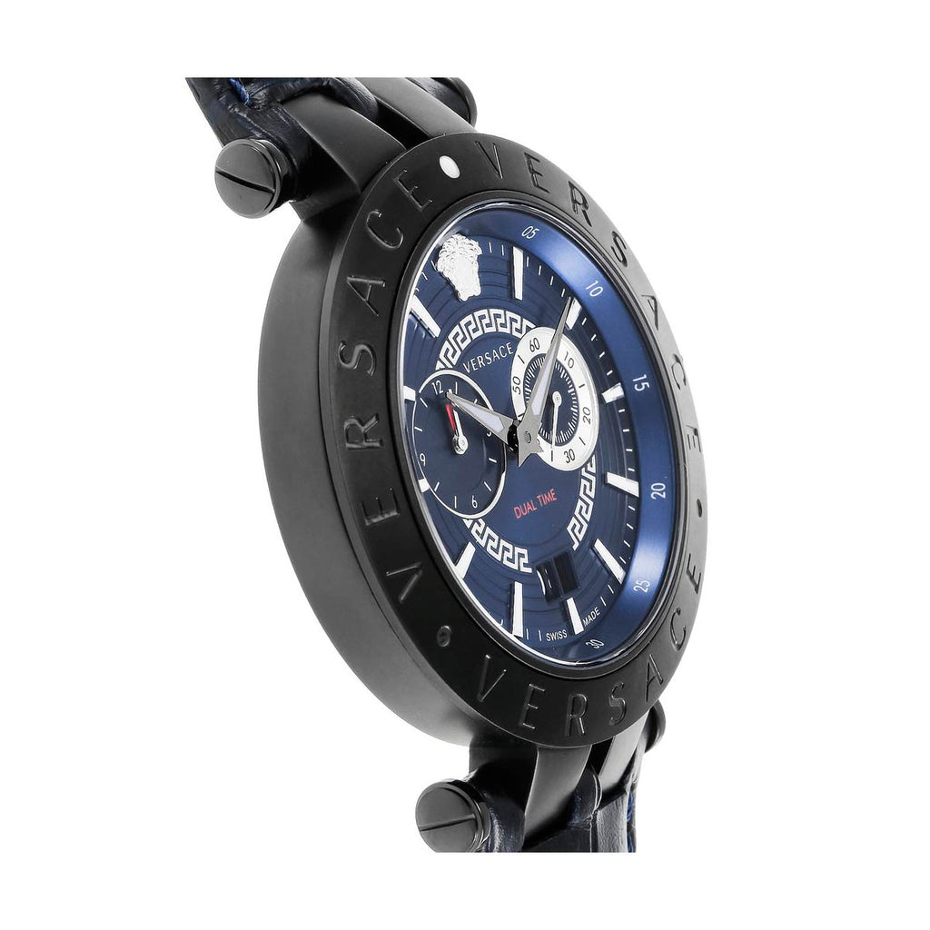 Versace V Race Chronograph Quartz Blue Dial Blue Leather Strap Watch For Men - VEBV00419 Buy Now By Versace