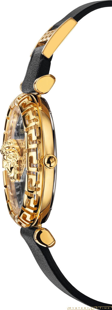 Versace Palazzo Empire Greca Black Dial Black Leather Strap Watch for Women - VEDV00119 Buy Now By Versace