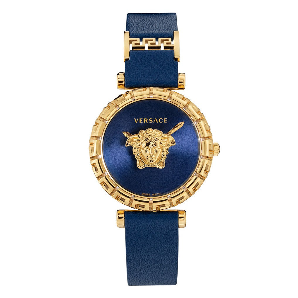 Versace Palazzo Empire Greca Quartz Blue Dial Blue Leather Strap Watch for Women - VEDV00219 Buy Now By Versace