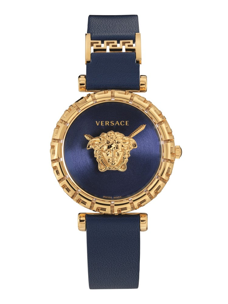 Versace Palazzo Empire Greca Quartz Blue Dial Blue Leather Strap Watch for Women - VEDV00219 Buy Now By Versace