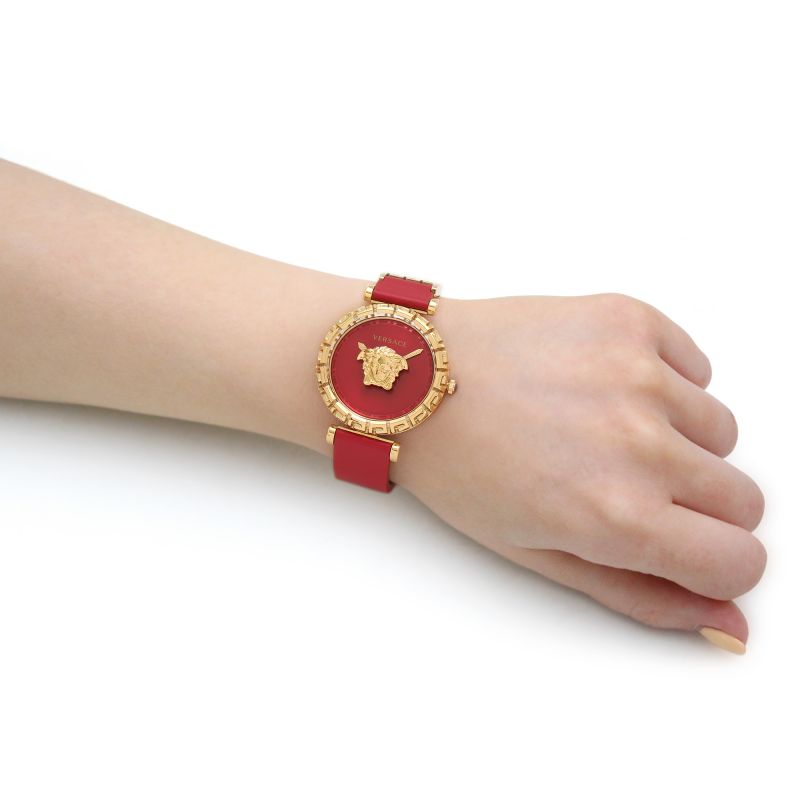 Versace Palazzo Empire Greca Red Dial Red Leather Strap Watch for Women - VEDV00319 Buy Now By Versace