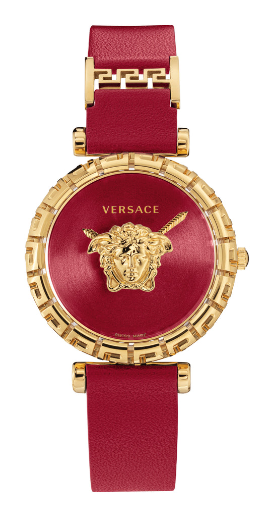 Versace Palazzo Empire Greca Red Dial Red Leather Strap Watch for Women - VEDV00319 Buy Now By Versace