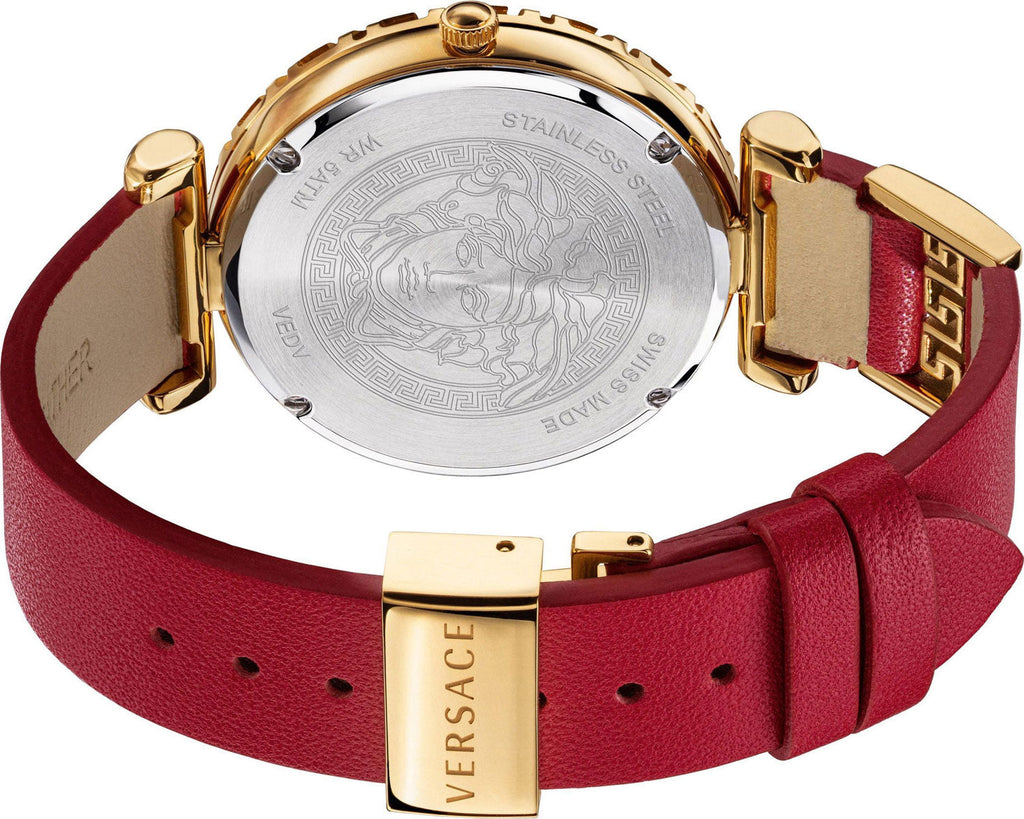 Versace Palazzo Empire Greca Red Dial Red Leather Strap Watch for Women - VEDV00319 Buy Now By Versace