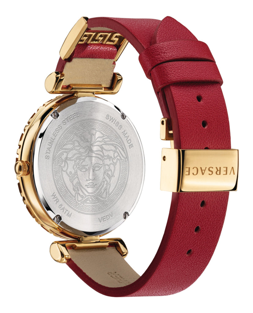 Versace Palazzo Empire Greca Red Dial Red Leather Strap Watch for Women - VEDV00319 Buy Now By Versace