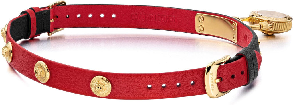 Versace Medusa Lock Icon Gold Dial Red Leather Strap Watch for Women - VEDW00119 Buy Now By Versace
