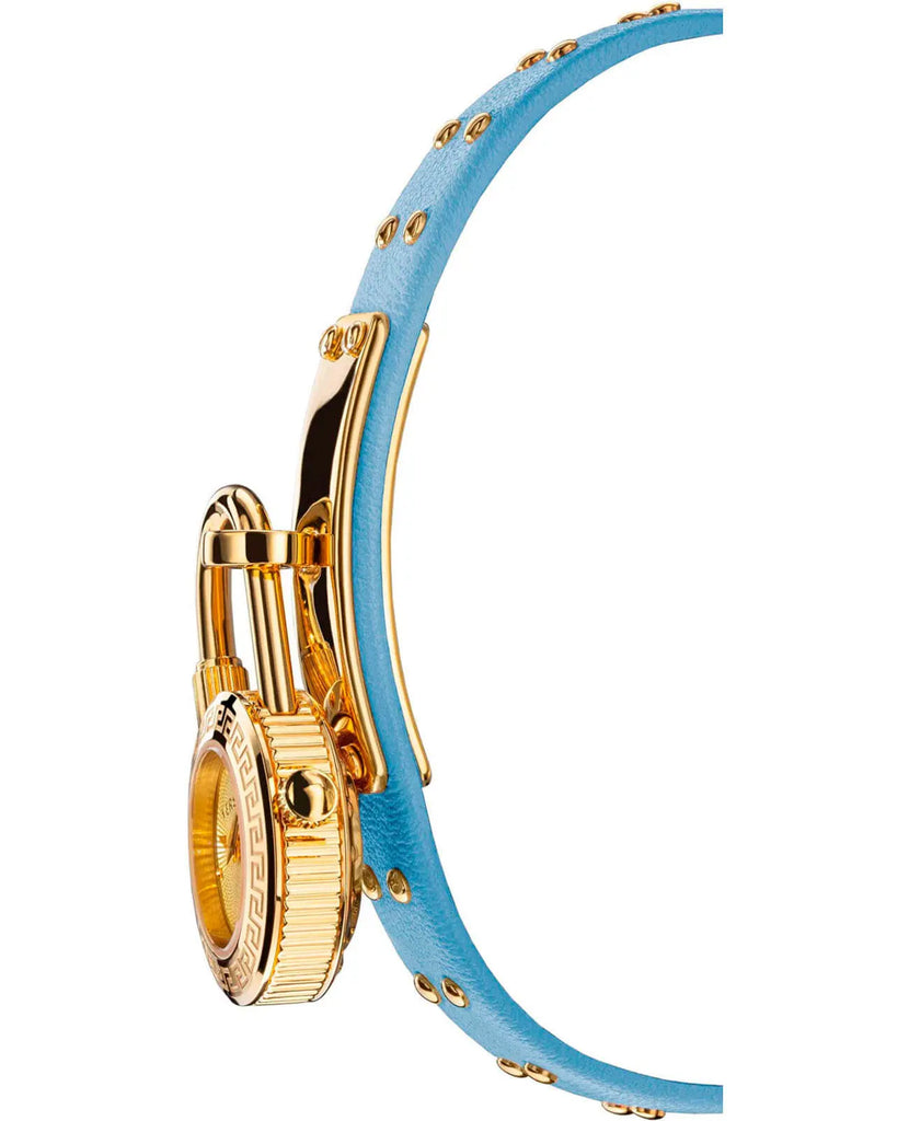 Versace Medusa Lock Icon Quartz White Dial Blue Leather Strap Watch for Women - VEDW00419 Buy Now By Versace