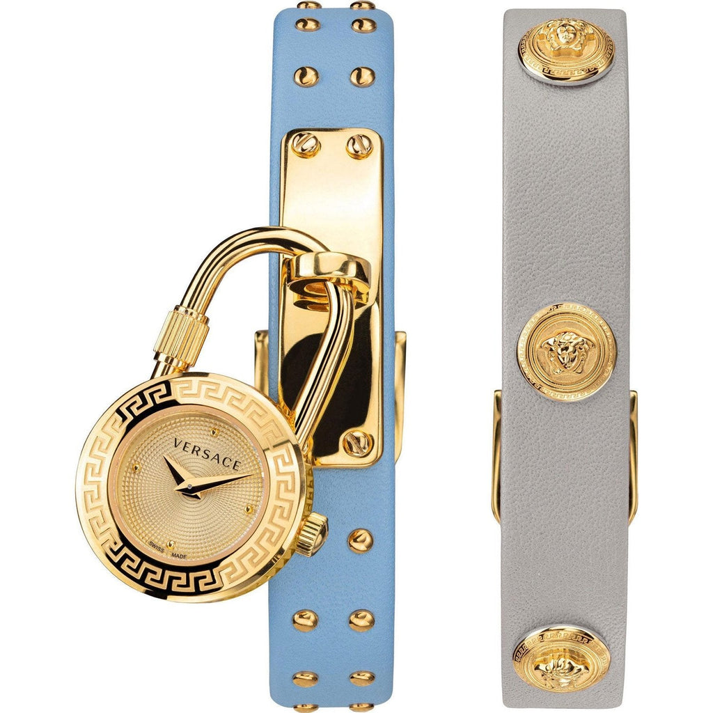 Versace Medusa Lock Icon Quartz White Dial Blue Leather Strap Watch for Women - VEDW00419 Buy Now By Versace
