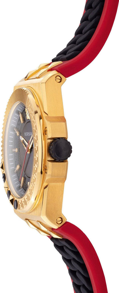 Versace Chain Reaction Quartz Black Dial Red & Black Rubber Strap Watch for Men - VEDY00319 Buy Now By Versace