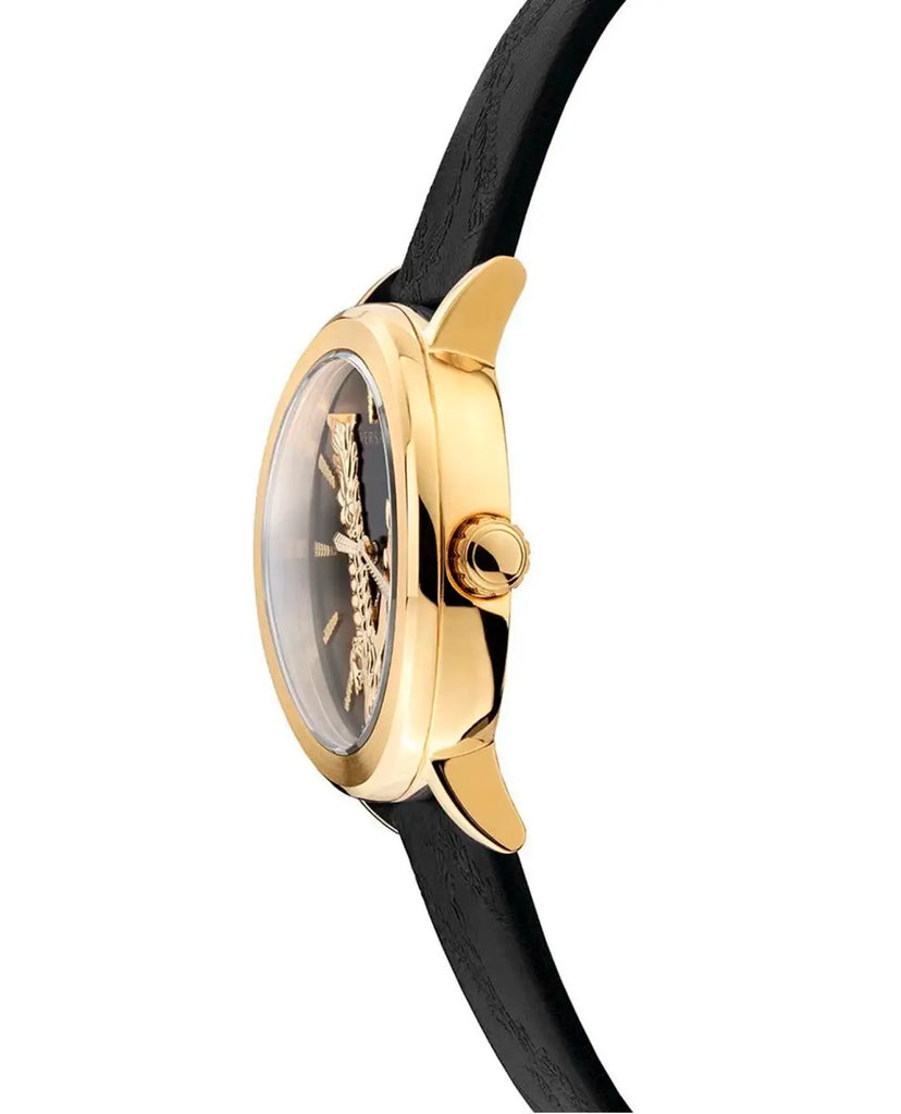 Versace Virtus Quartz Black Dial Black Leather Strap Watch for Women - VEHC00119 Buy Now By Versace
