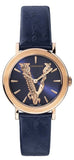 Versace Virtus Quartz Blue Dial Blue Leather Strap Watch for Women - VEHC00419 Buy Now By Versace