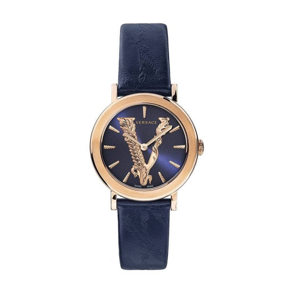 Versace Virtus Quartz Blue Dial Blue Leather Strap Watch for Women - VEHC00419 Buy Now By Versace