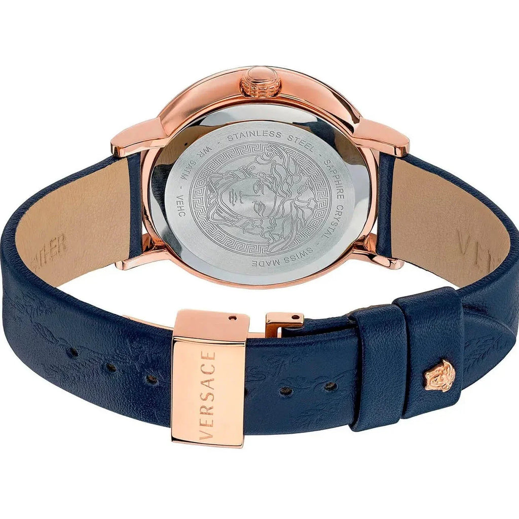 Versace Virtus Quartz Blue Dial Blue Leather Strap Watch for Women - VEHC00419 Buy Now By Versace