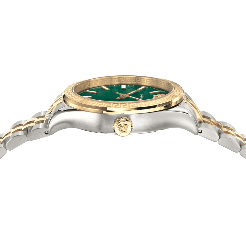 Versace Hellenyium Quartz Green Dial Two Tone Steel Strap Watch For Men - VEVI00620 Buy Now By Versace