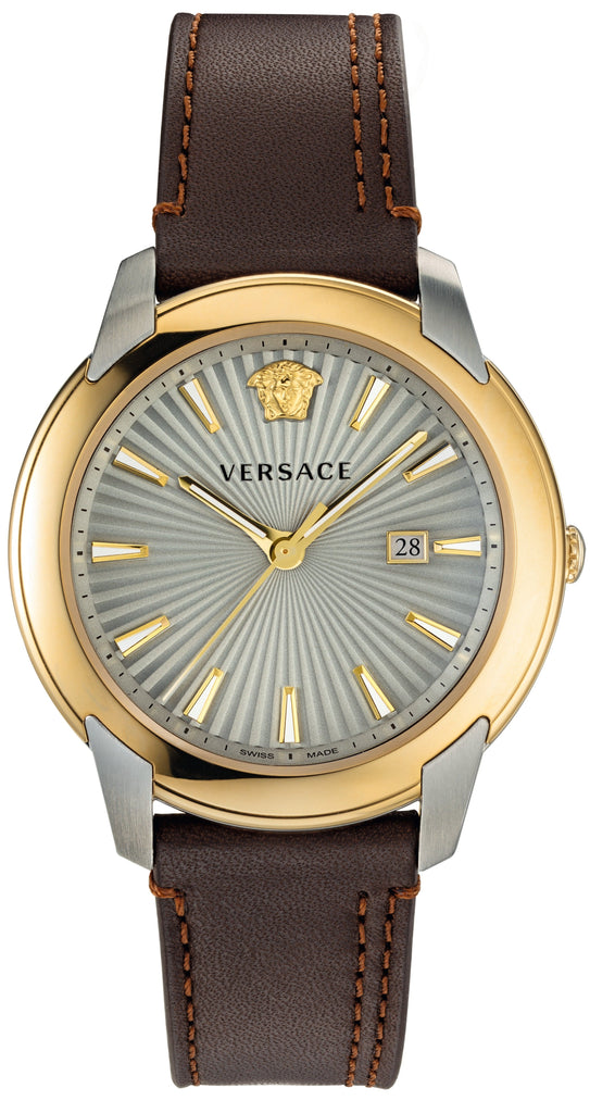 Versace V-Urban Quartz Grey Dial Brown Leather Strap Watch for Men - VELQ00219 Buy Now By Versace