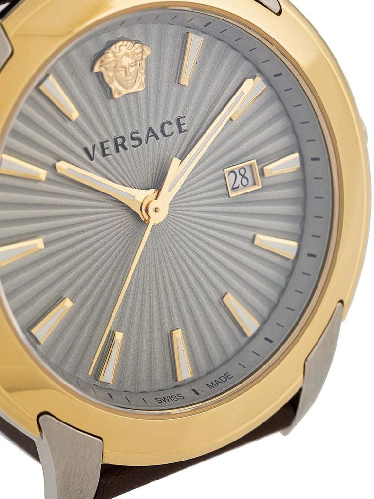 Versace V-Urban Quartz Grey Dial Brown Leather Strap Watch for Men - VELQ00219 Buy Now By Versace