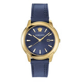 Versace V-Urban Quartz Blue Dial Blue Leather Strap Watch for Men - VELQ00319 Buy Now By Versace