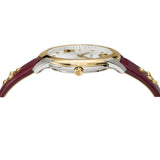 Versace Audrey Quartz Silver Dial Red Leather Strap Watch for Women - VELR00219 Buy Now By Versace