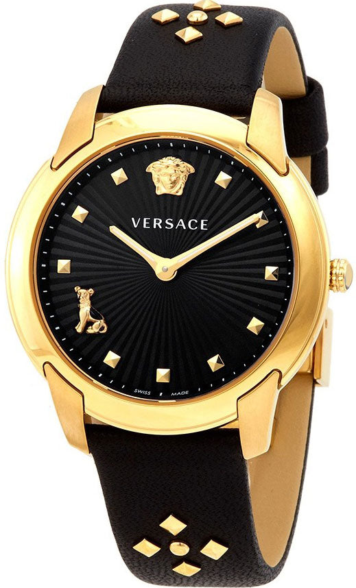 Versace Audrey Quartz Black Dial Black Leather Strap Watch for Women - VELR00319 Buy Now By Versace