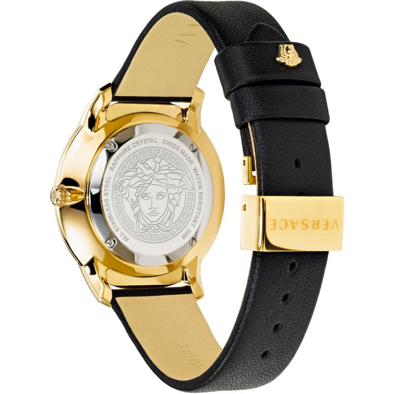 Versace Audrey Quartz Black Dial Black Leather Strap Watch for Women - VELR00319 Buy Now By Versace