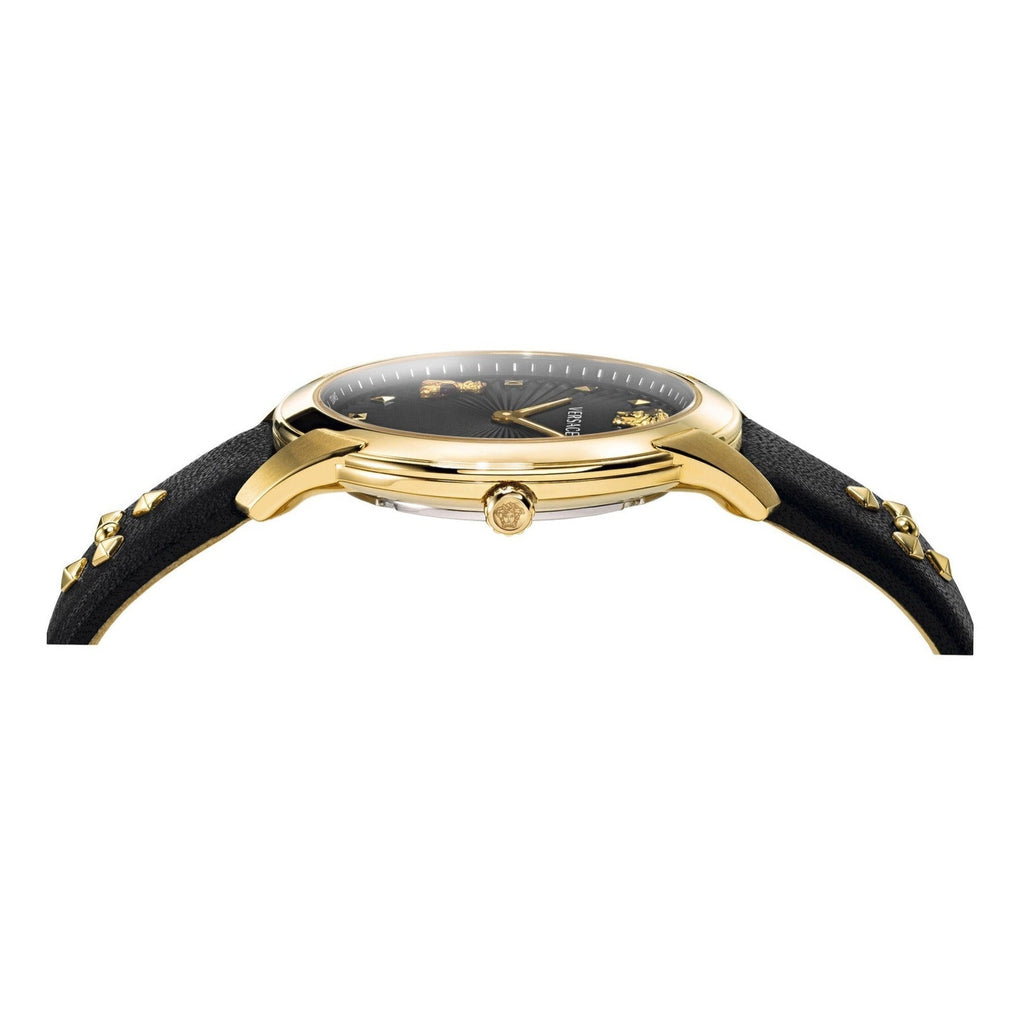 Versace Audrey Quartz Black Dial Black Leather Strap Watch for Women - VELR00319 Buy Now By Versace