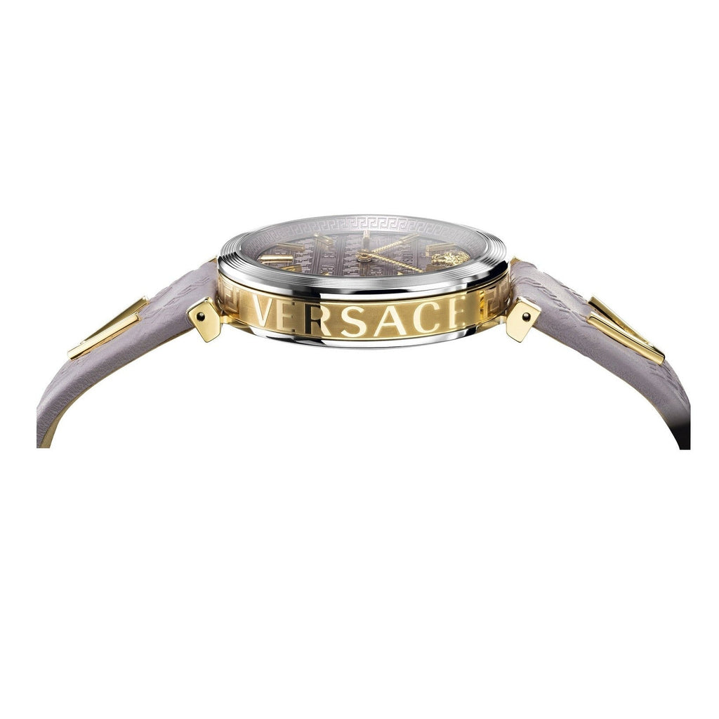 Versace V-Twist Quartz Purple Dial Purple Leather Strap Watch for Women - VELS00219 Buy Now By Versace
