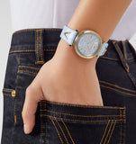 Versace V-Twist Blue Dial Blue Leather Strap Watch for Women - VELS00319 Buy Now By Versace