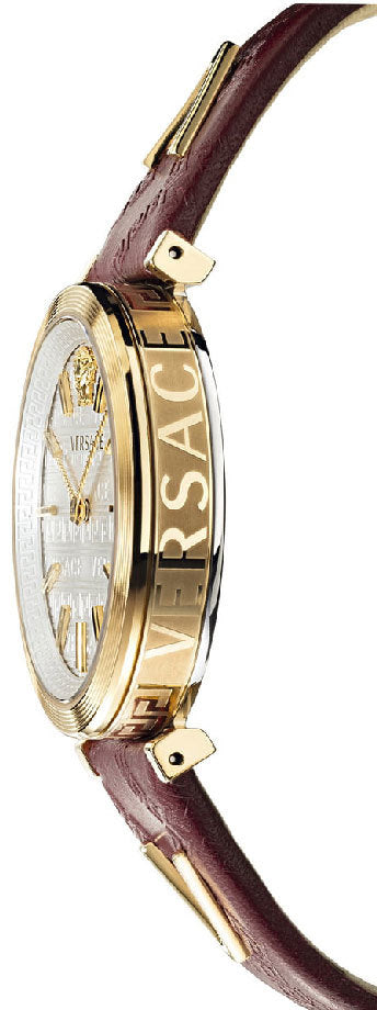 Versace V-Twist Silver Dial Red Leather Strap Watch for for Women - VELS00519 Buy Now By Versace