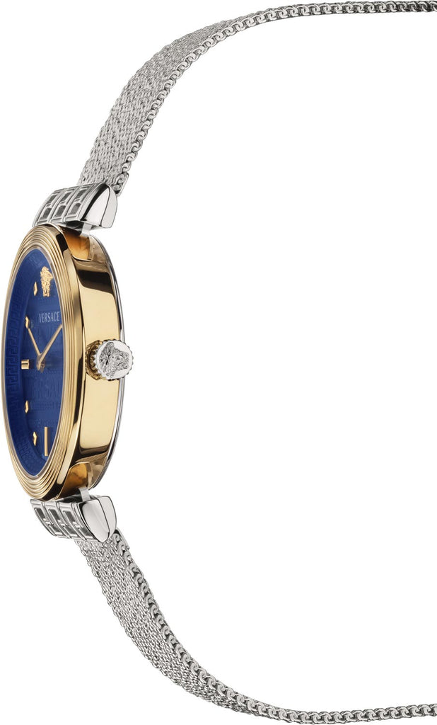 Versace Meander Blue Dial Silver Mesh Bracelet Watch for Women - VELW00520 Buy Now By Versace