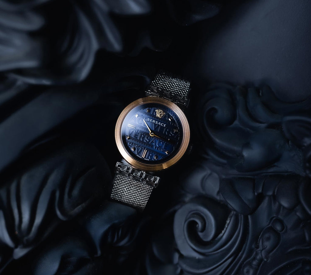 Versace Meander Blue Dial Silver Mesh Bracelet Watch for Women - VELW00520 Buy Now By Versace