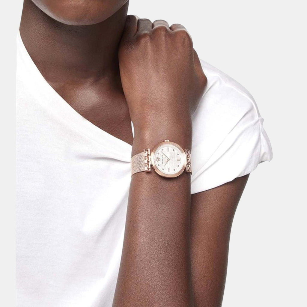 Versace Meander White Dial Rose Gold Mesh Bracelet Watch for Women - VELW00620 Buy Now By Versace
