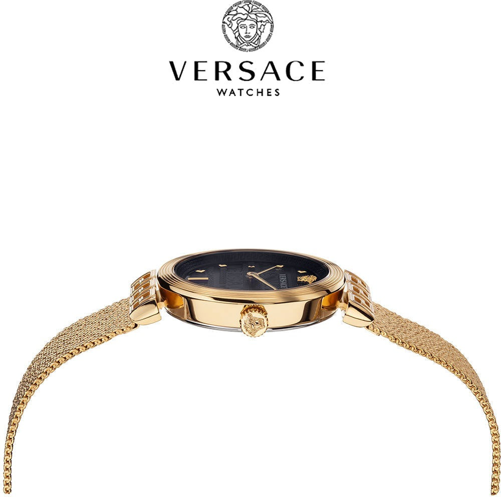 Versace Meander Black Dial Gold Mesh Bracelet Watch for Women - VELW00720 Buy Now By Versace